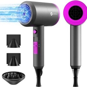Compact Hair Dryer in Gray & Pink - Powerful Salon Performance